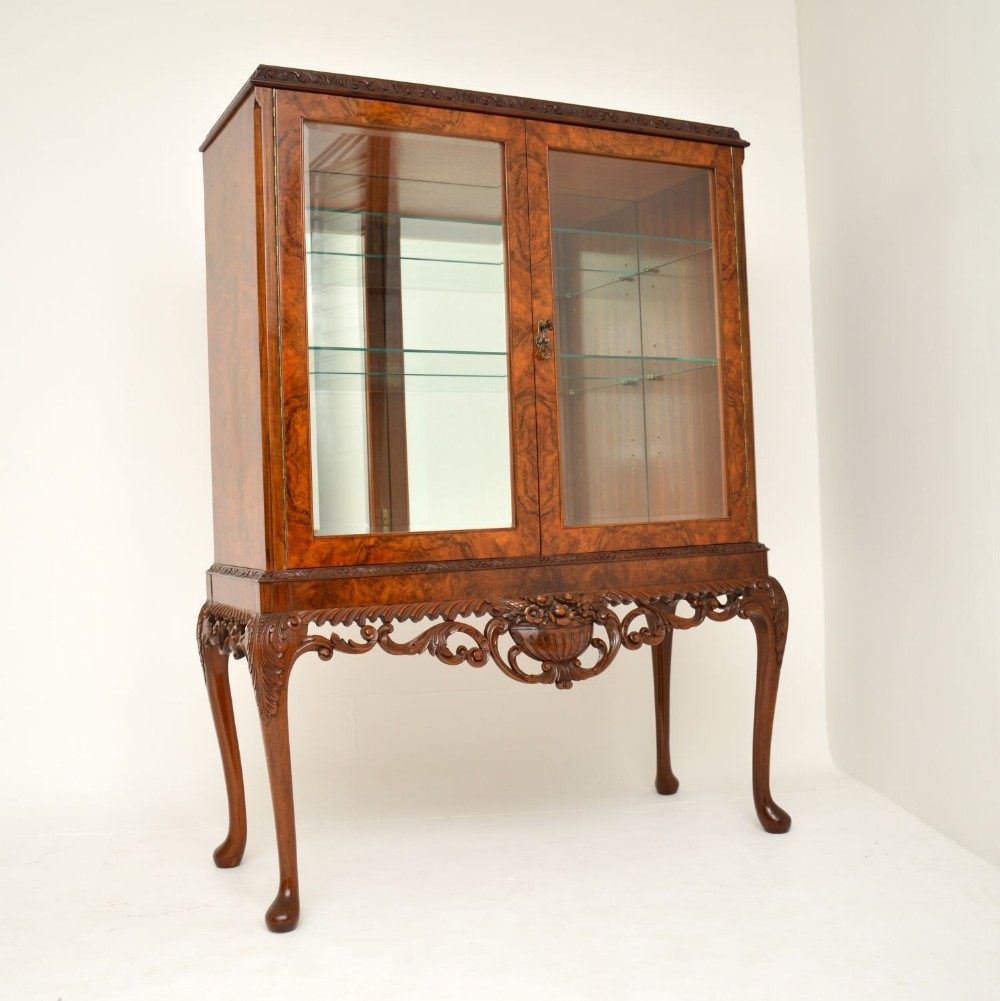 Antique Burr Walnut Display Cabinet