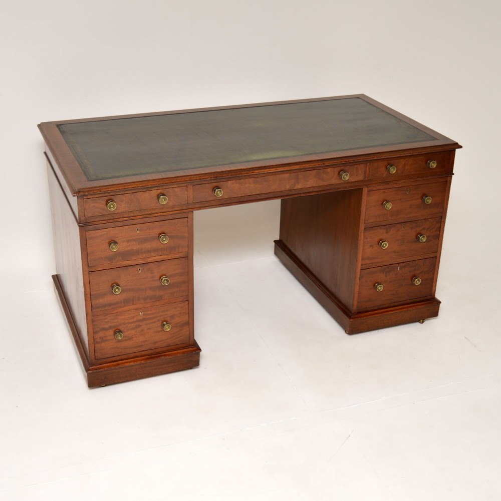Large Antique Victorian Mahogany Pedestal Desk
