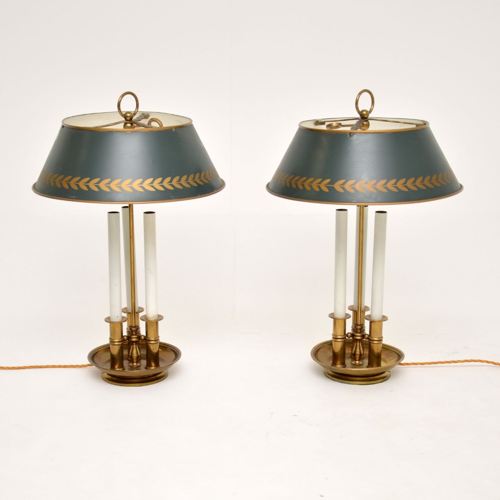 Pair of Antique Tole & Brass Table Lamps
