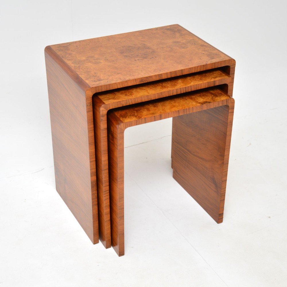 1930's Art Deco Burr Walnut Nest of Three Tables