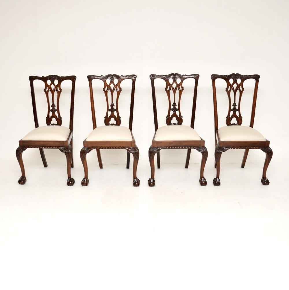 Set of 4 Antique Mahogany Chippendale Dining Chairs