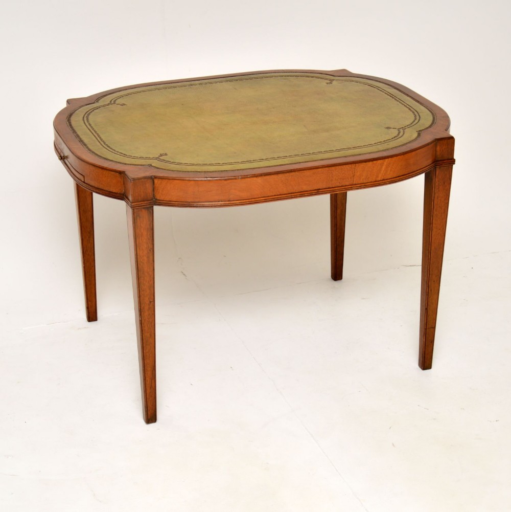 Antique Mahogany & Leather Coffee
