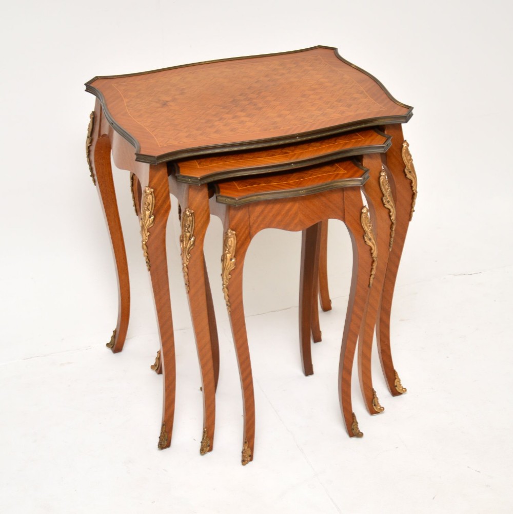 Antique French Inlaid Parquetry Nest of Three Tables
