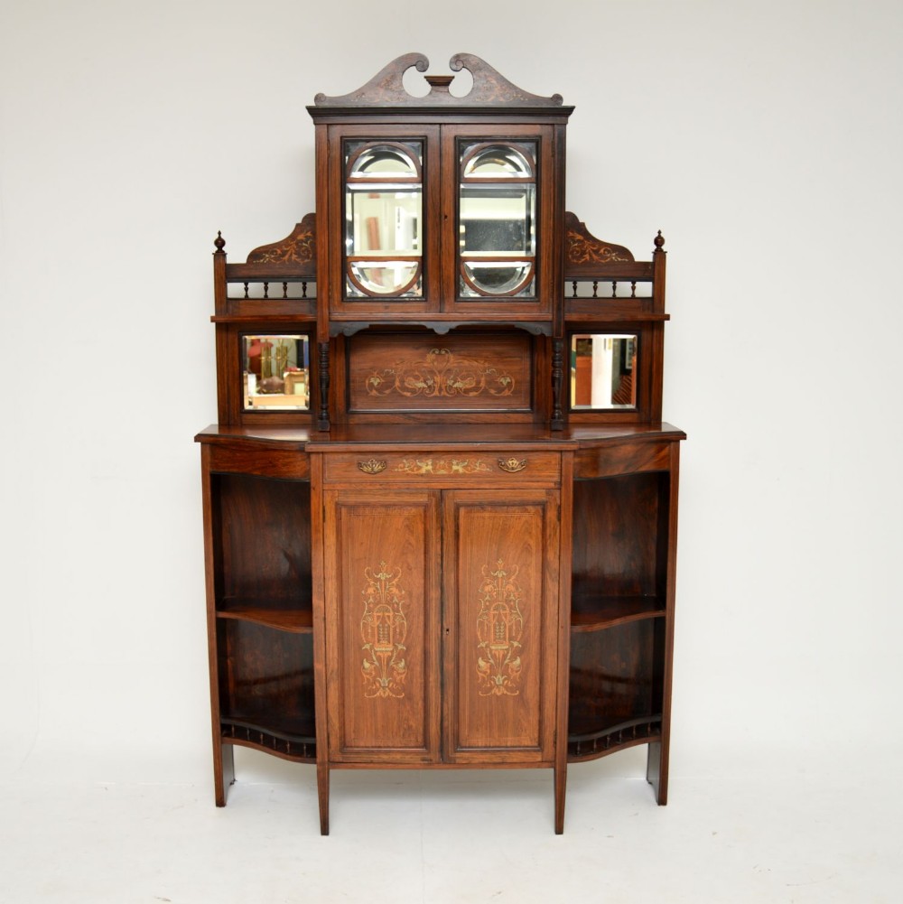 Antique Victorian Inlaid Rosewood Chiffonier Cabinet