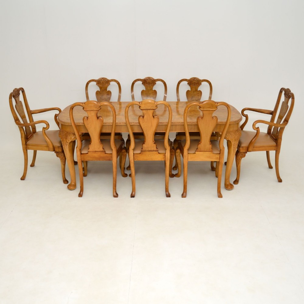 Antique Burr Walnut Dining Table & Chairs by Epstein
