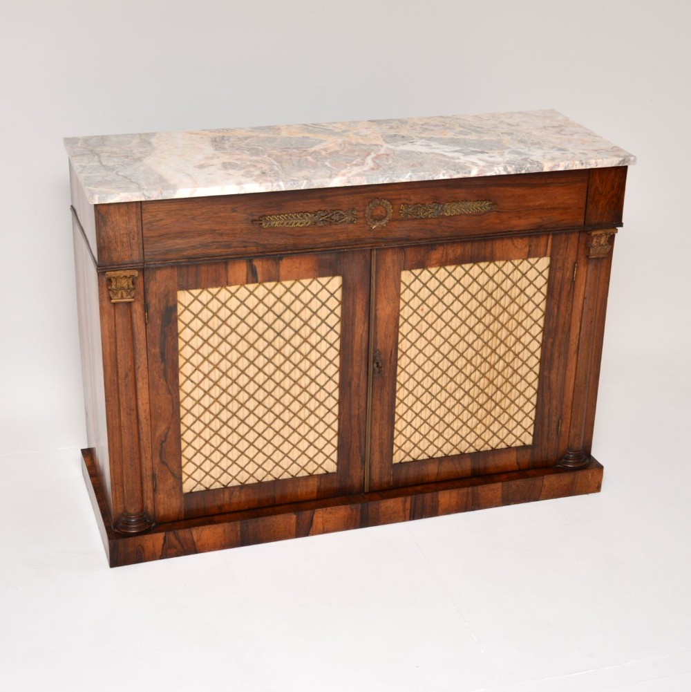 Antique Regency Rosewood Marble Top Sideboard
