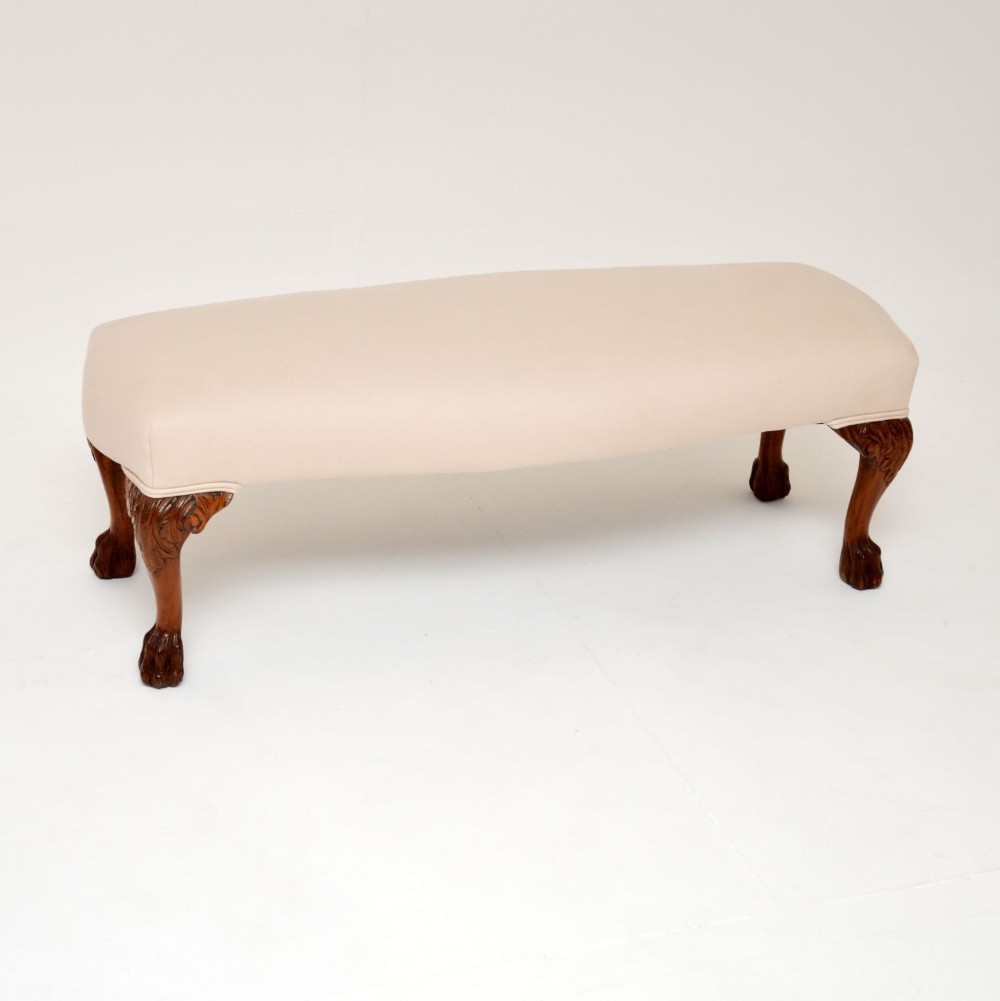 Antique Carved Mahogany Foot Stool
