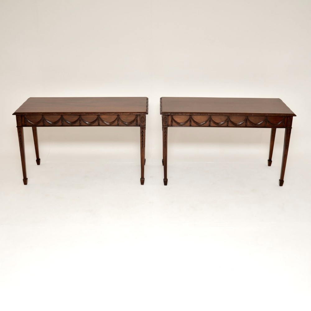 Pair of Antique Georgian Period Mahogany Console Tables
