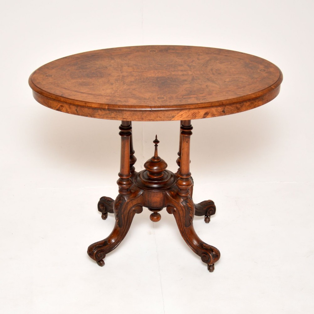 Antique Victorian Inlaid Walnut Occasional Side Table
