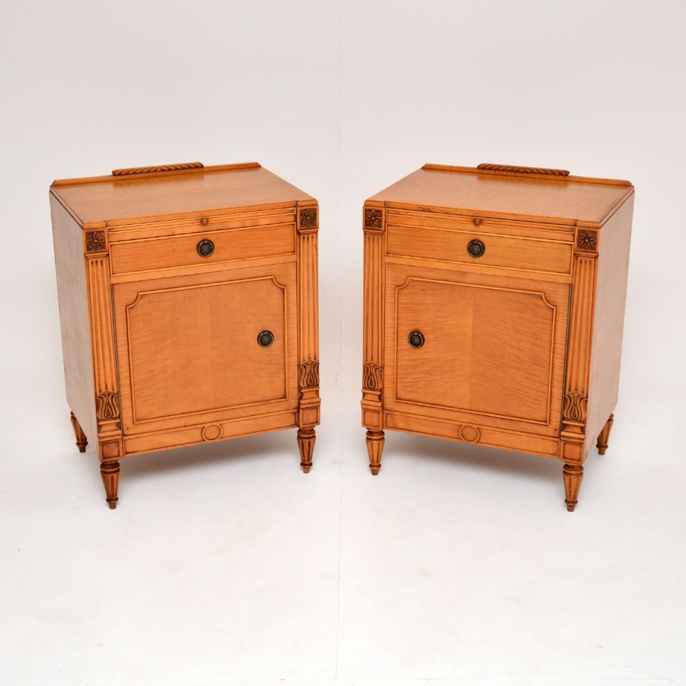 Pair of Antique Swedish Empire Sycamore Bedside Cabinets
