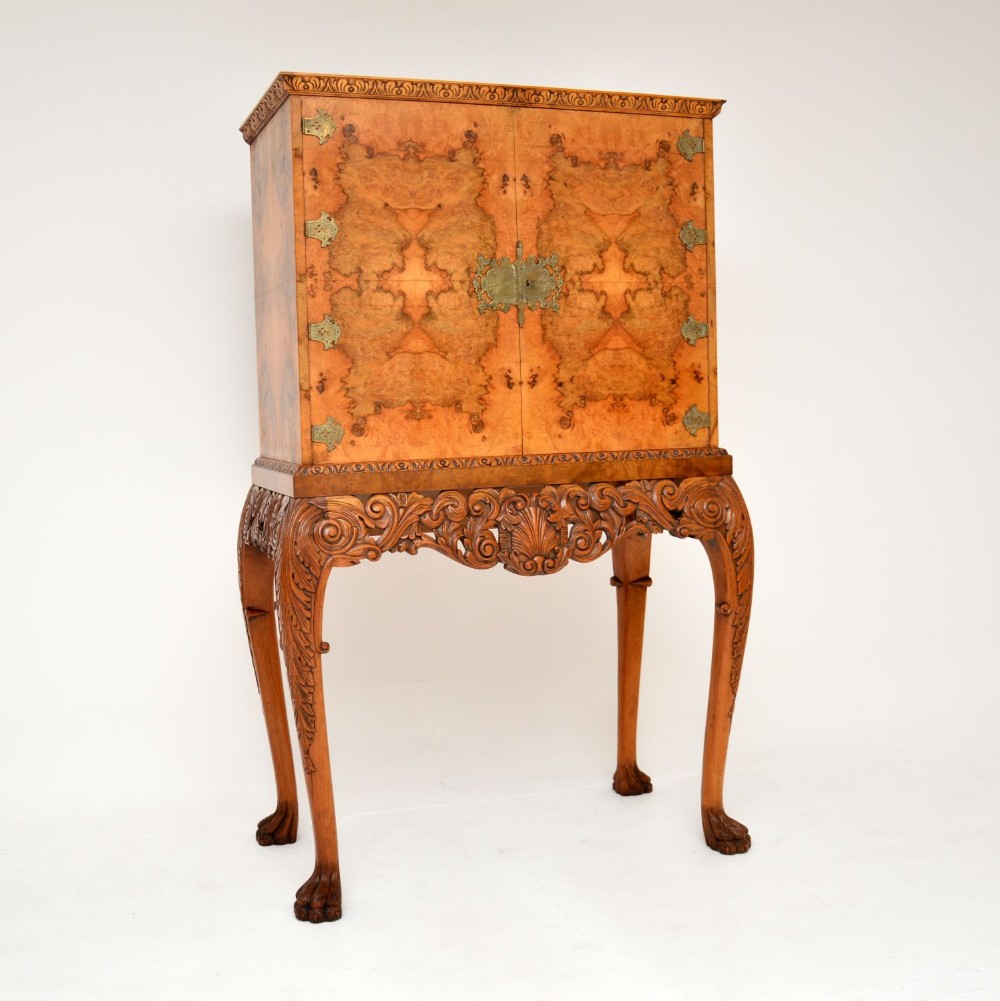 Antique Burr Walnut Cocktail Drinks Cabinet
