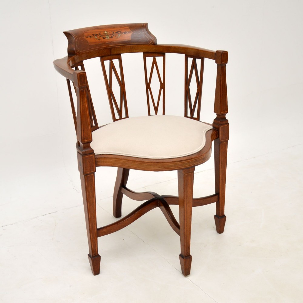 Antique Edwardian Inlaid Mahogany Corner chair