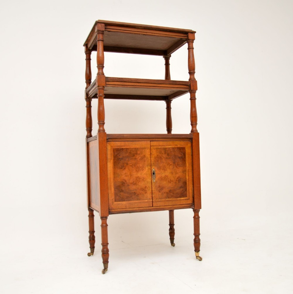Antique Burr Walnut Etagere Stand

