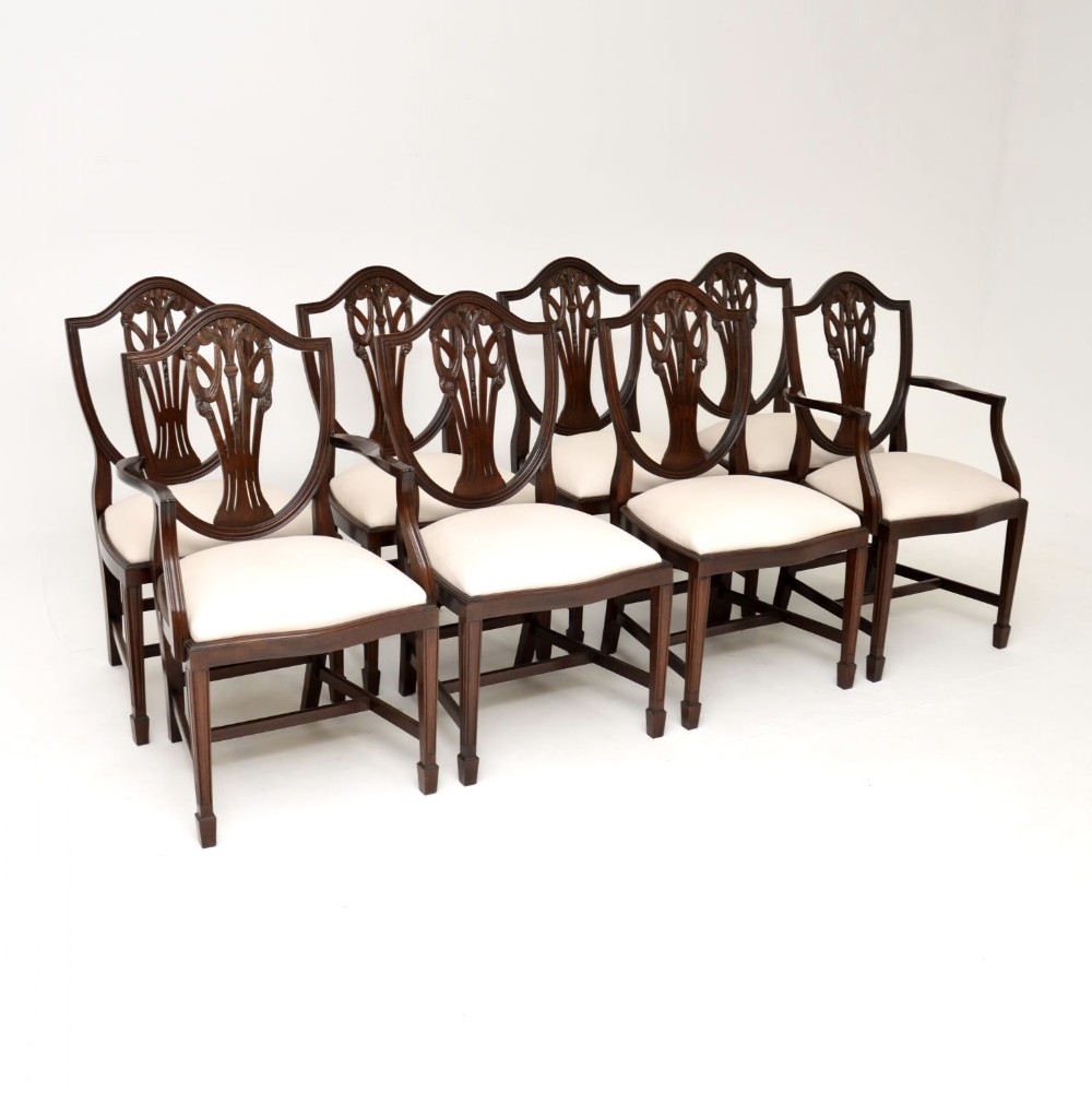 Set of 8 Antique Sheraton Style Mahogany Dining Chairs