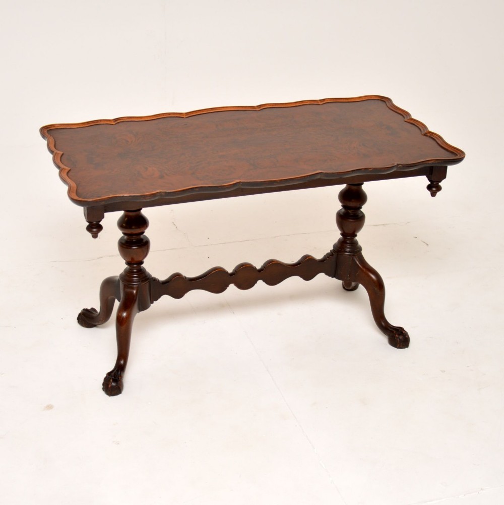 Antique Burr Walnut Pie Crust Coffee Table
