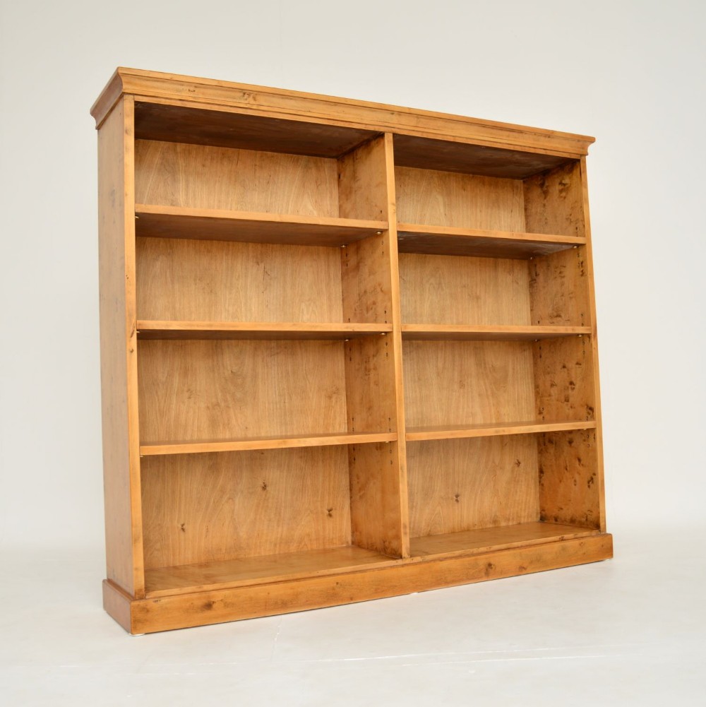 Antique Swedish Satin Birch Open Bookcase