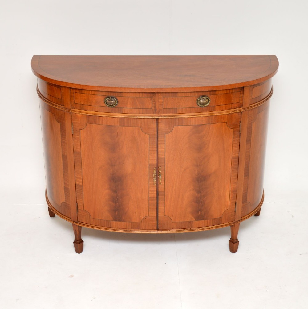 Antique Sheraton Style Inlaid Mahogany Bow Front Cabinet
