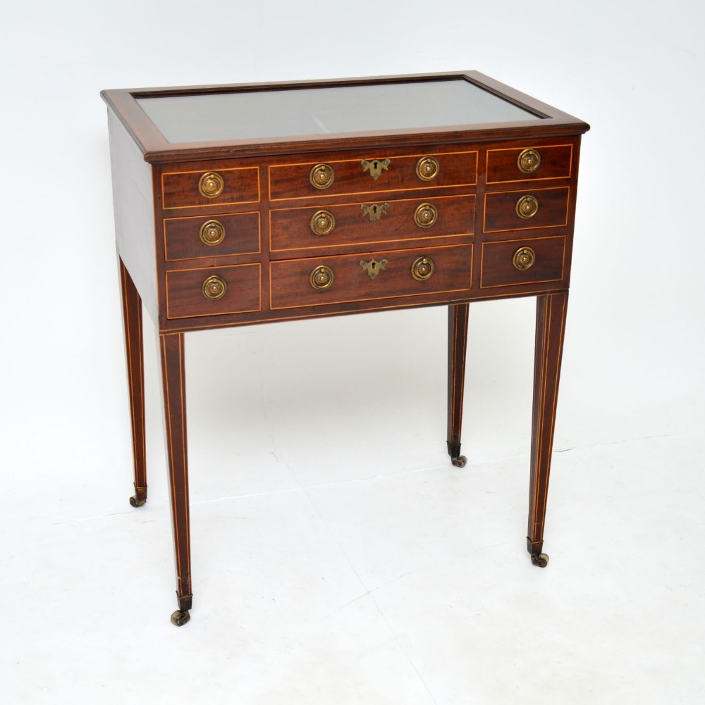 Antique Georgian Inlaid Mahogany Bijouterie Jewellery Case Table