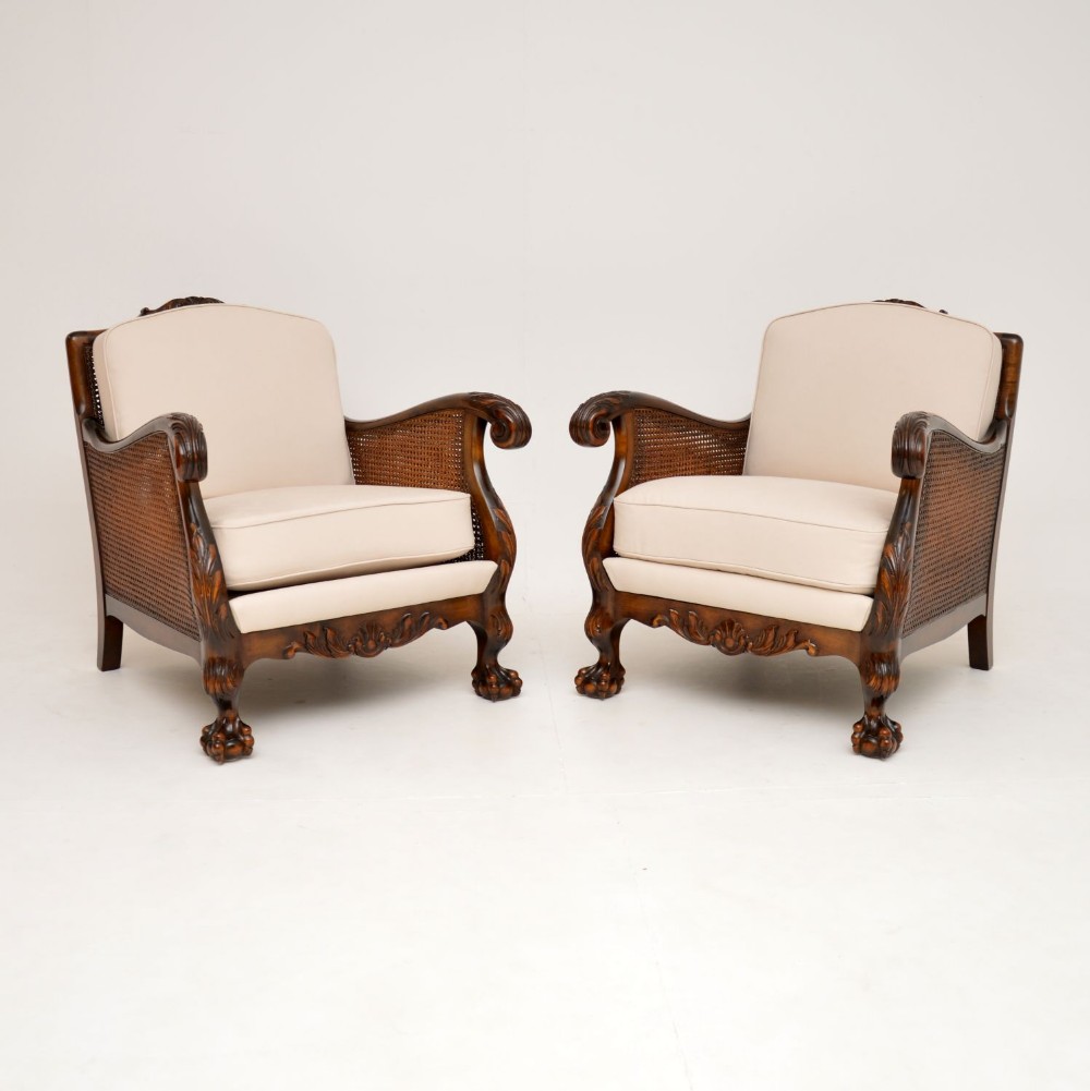 Pair of Antique Swedish Satin Birch Armchairs