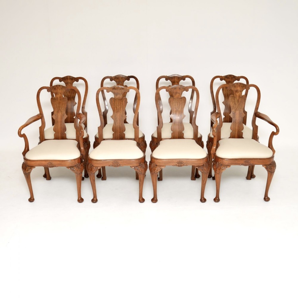 Set of 8 Antique Walnut Dining Chairs