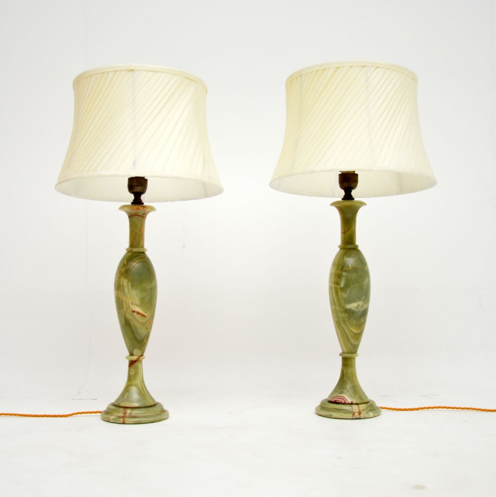Pair of Antique Onyx Table Lamps