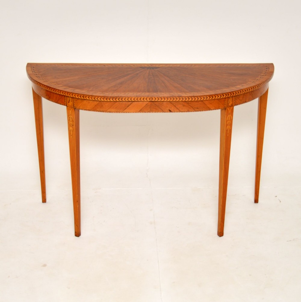 Antique Inlaid Walnut Sheraton Style Console Table