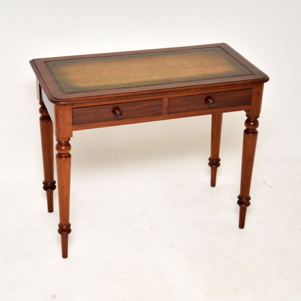 Antique Victorian Mahogany Leather Top Writing Table