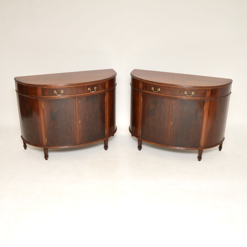 Pair of Antique Mahogany Bow Front Cabinets
