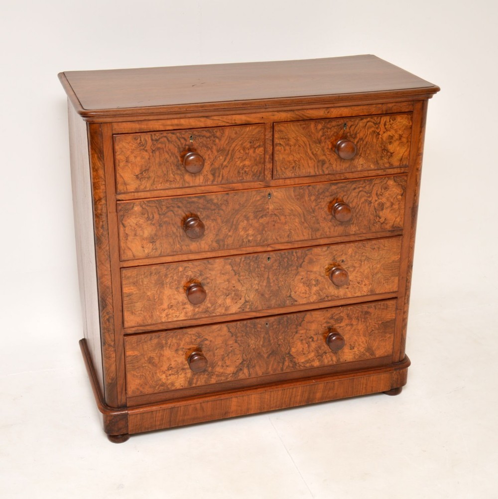 Antique Victorian Burr Walnut Chest of Drawers
