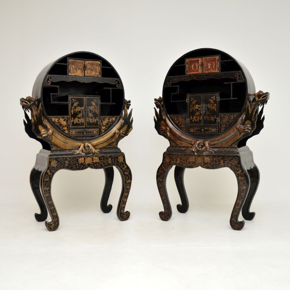 Pair of Antique Lacquered Chinoiserie Japanese Cabinets