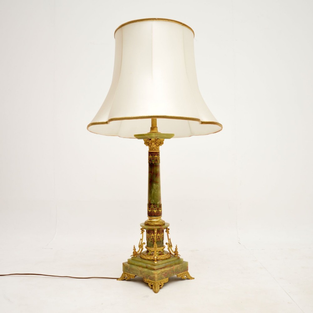 Antique French Onyx Cloisonne Table Lamp