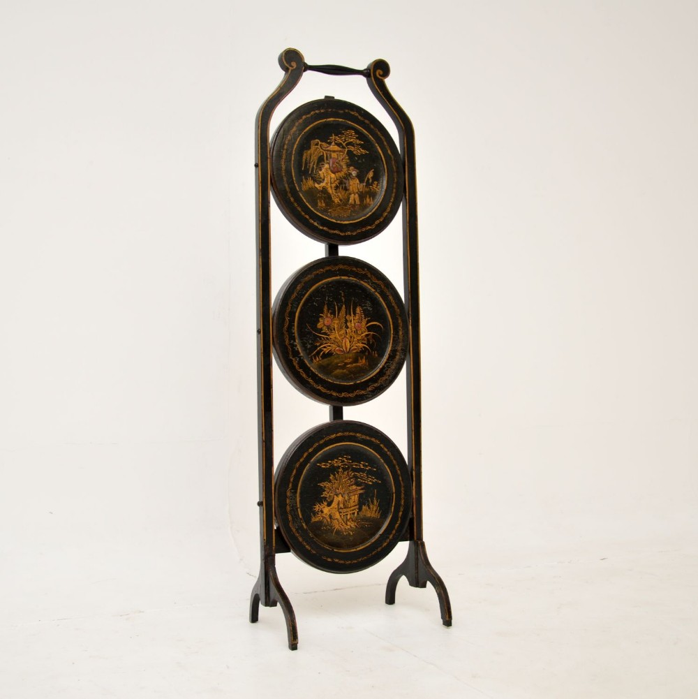 Antique Lacquered Chinoiserie Cake Stand