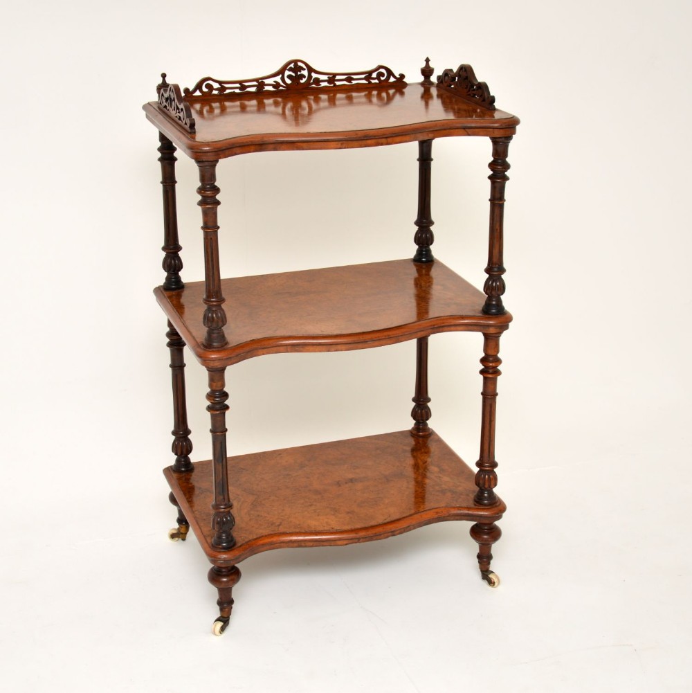 Antique Victorian Burr Walnut Buffet Side Table