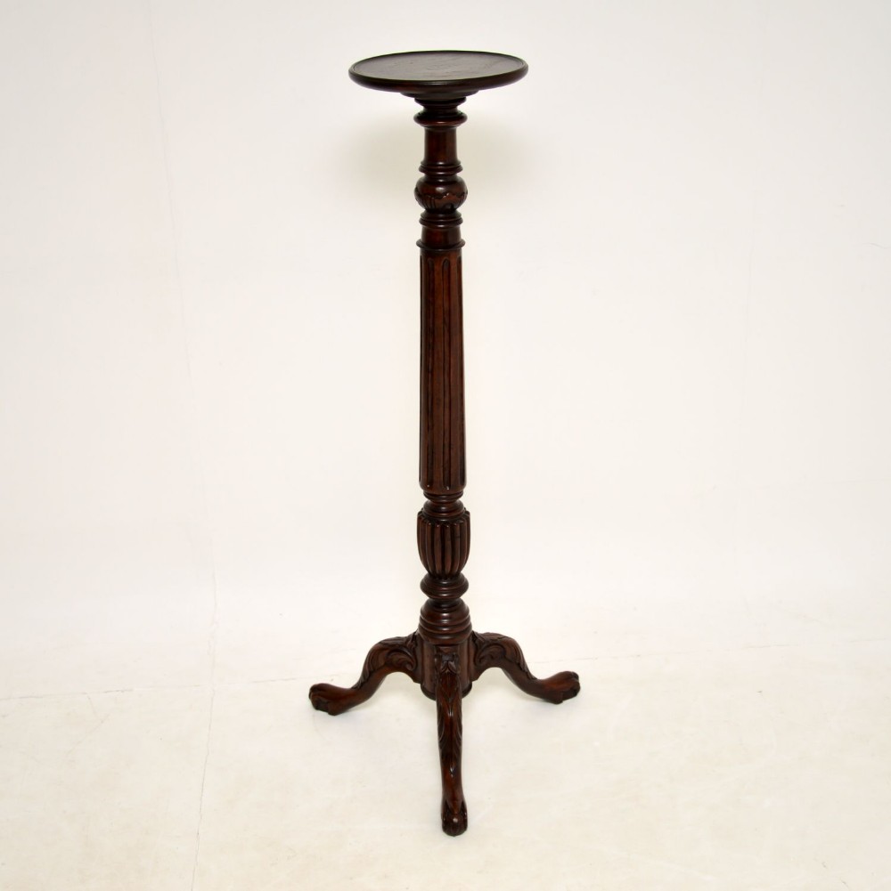 Antique Victorian Carved Mahogany Torchere Table