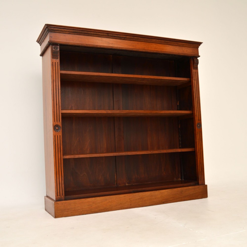 Antique Victorian Solid Walnut Open Bookcase
