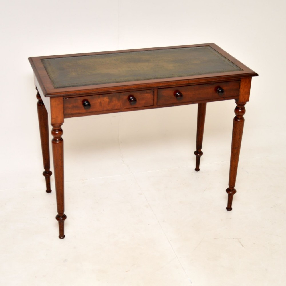 Antique Victorian Mahogany Leather Top Writing Table / Desk
