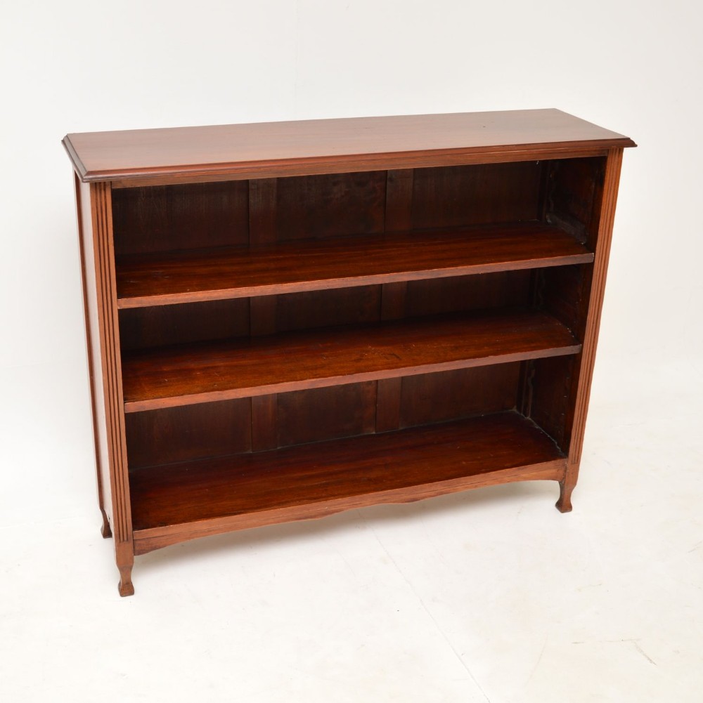 Antique Victorian Arts & Crafts Mahogany Open Bookcase