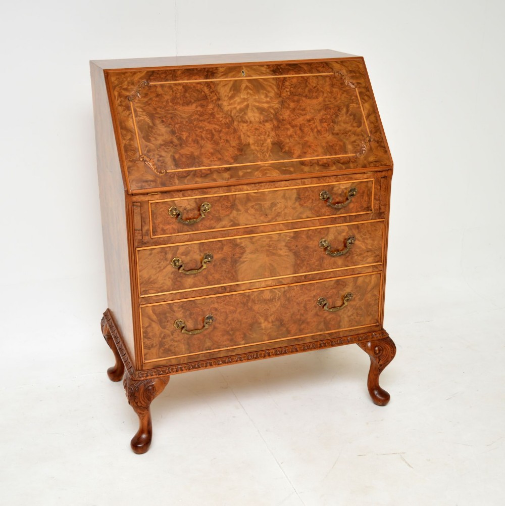 Antique Burr Walnut Writing Bureau

