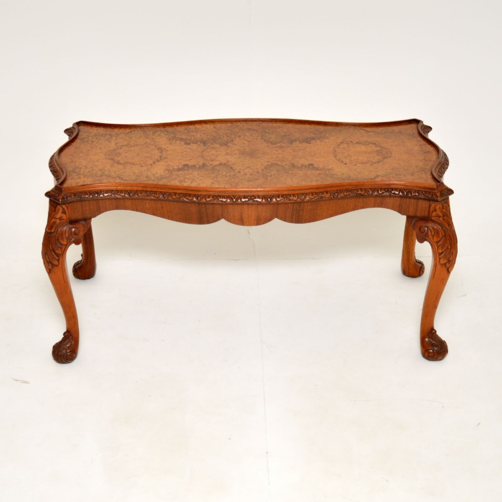 Antique Burr Walnut Queen Anne Style Coffee Table