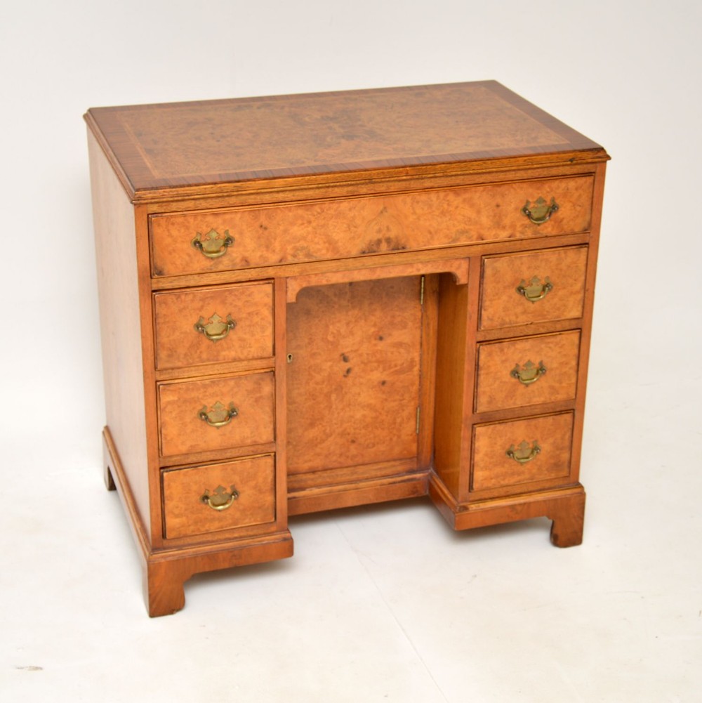 Antique Burr Walnut Knee Hole Desk