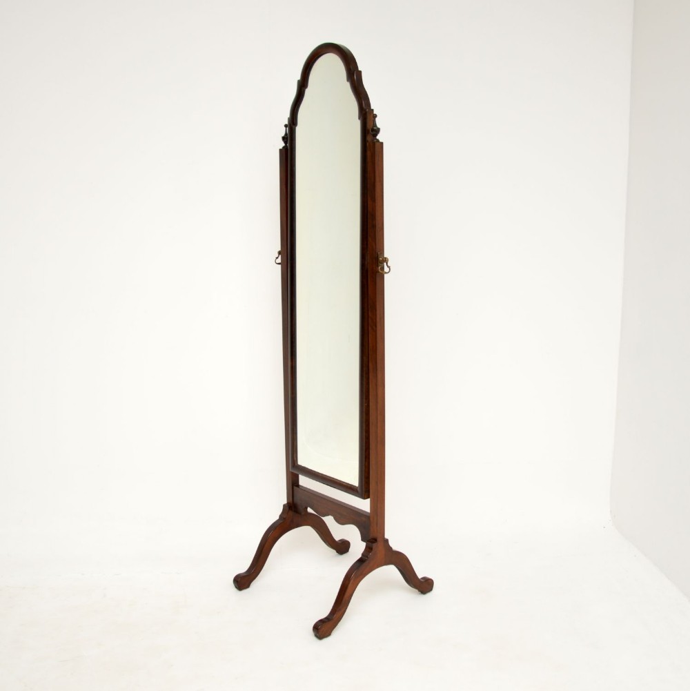 Antique Edwardian Walnut Cheval Mirror

