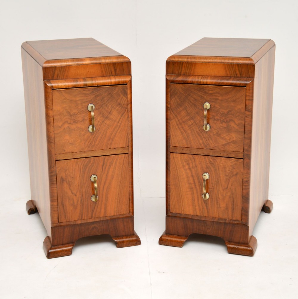 Pair of Art Deco Figured Walnut Bedside Chests