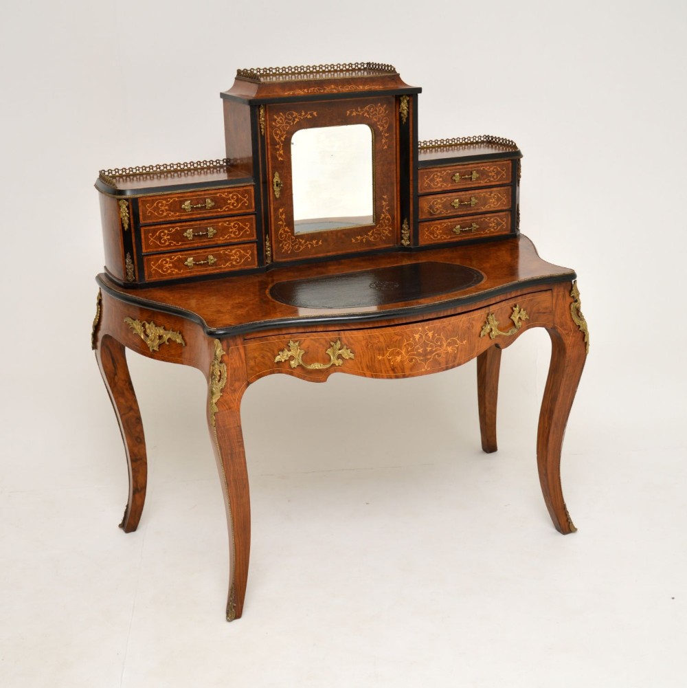 Antique Victorian Inlaid Burr Walnut Writing Table