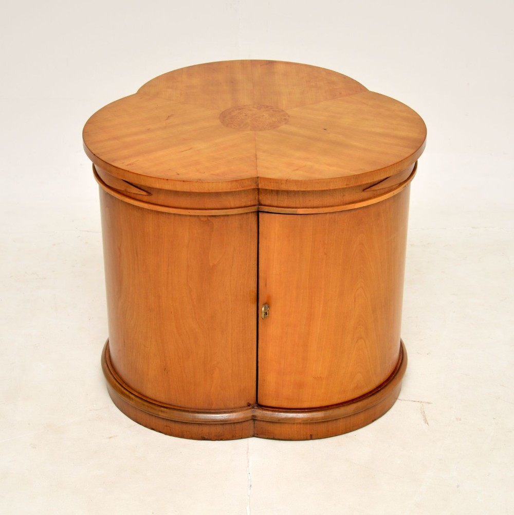 Art Deco Swedish Satin Birch & Walnut Cabinet / Coffee Table