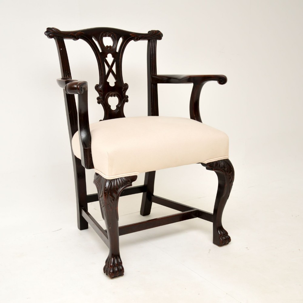 Antique Georgian Period Chippendale Mahogany Armchair