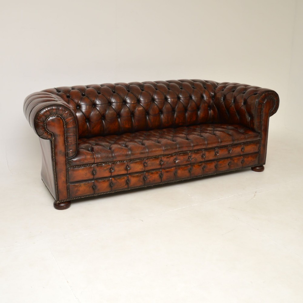 Antique Deep Buttoned Leather Chesterfield Sofa