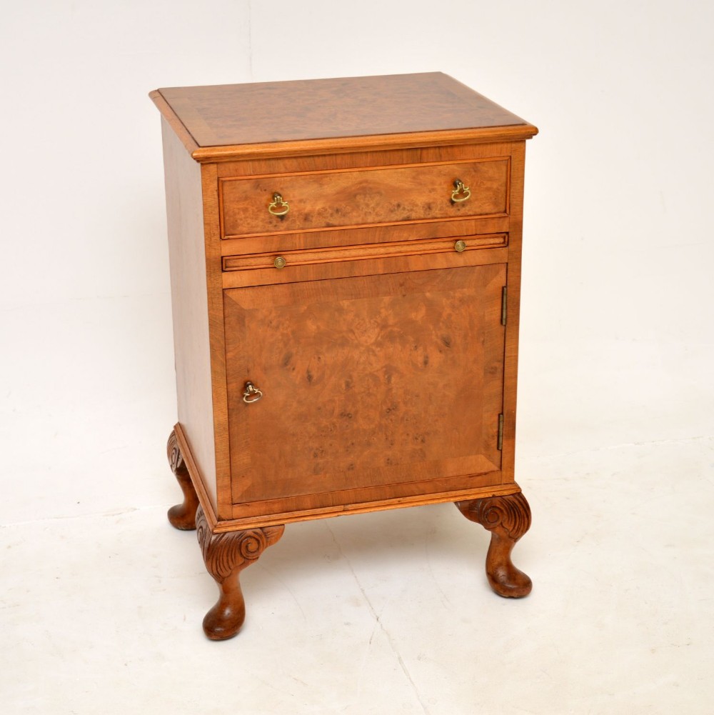 Antique Burr Walnut Bedside Cabinet