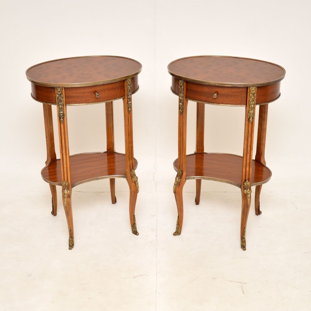 Pair of Antique French Parquetry Bedside / Side Tables