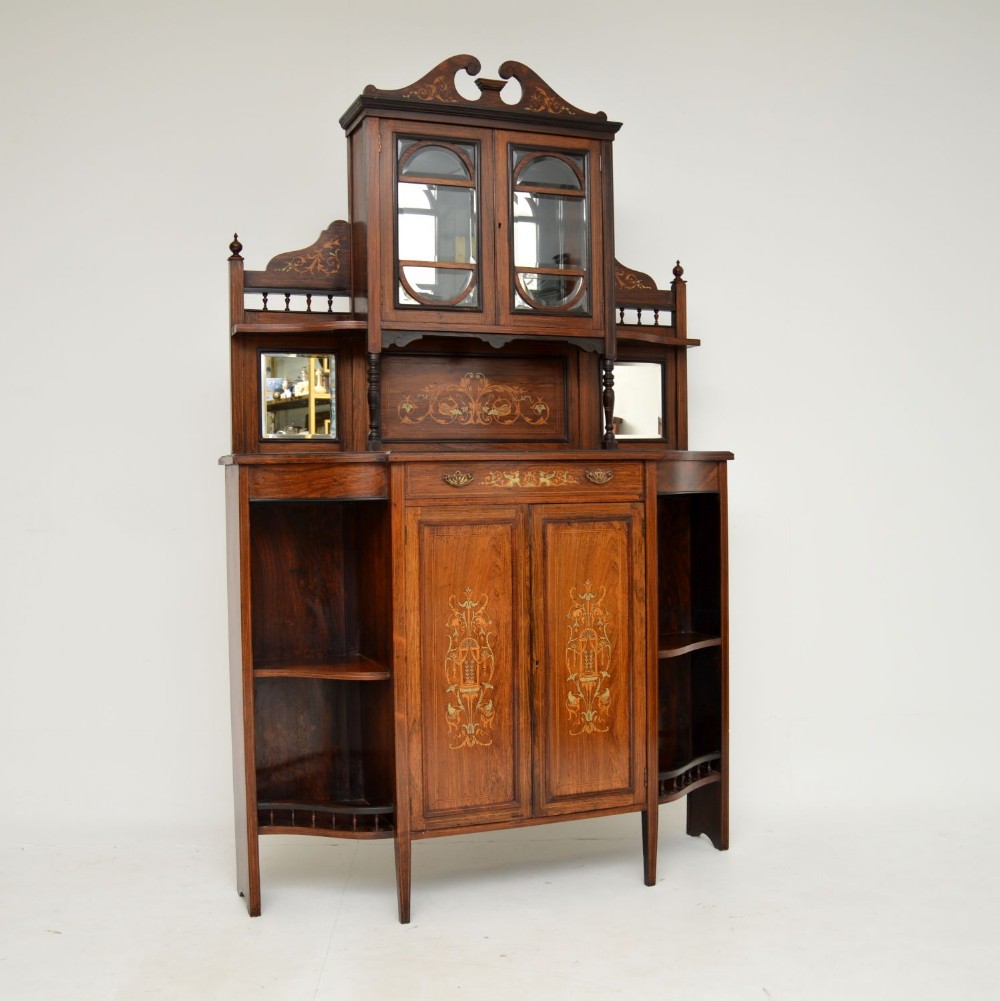 Antique Victorian Inlaid Rosewood Chiffonier Cabinet