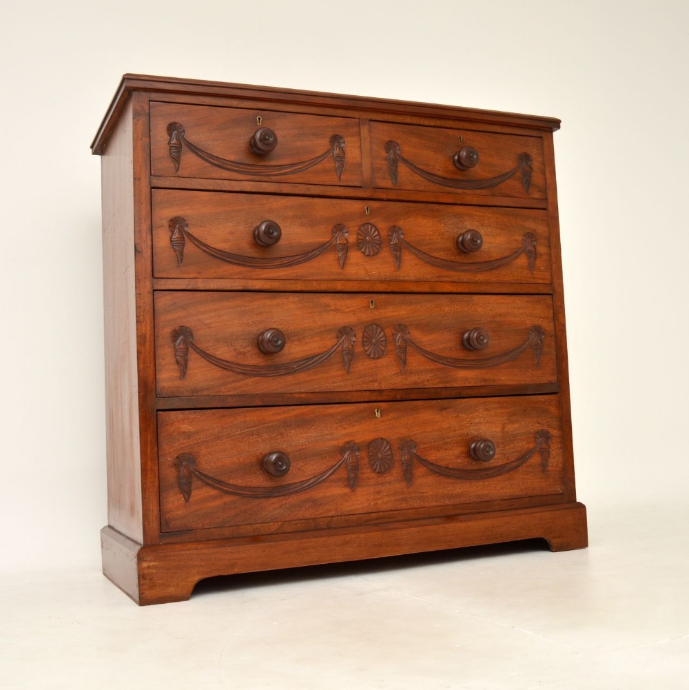 Antique Victorian Neoclassical Mahogany Chest of Drawers